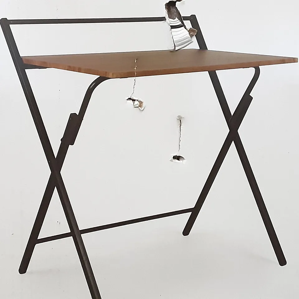 BOXED EVELYN FOLDING DESK IN RUSTIC WOOD EFFECT - H85 X W38 X D54 CM