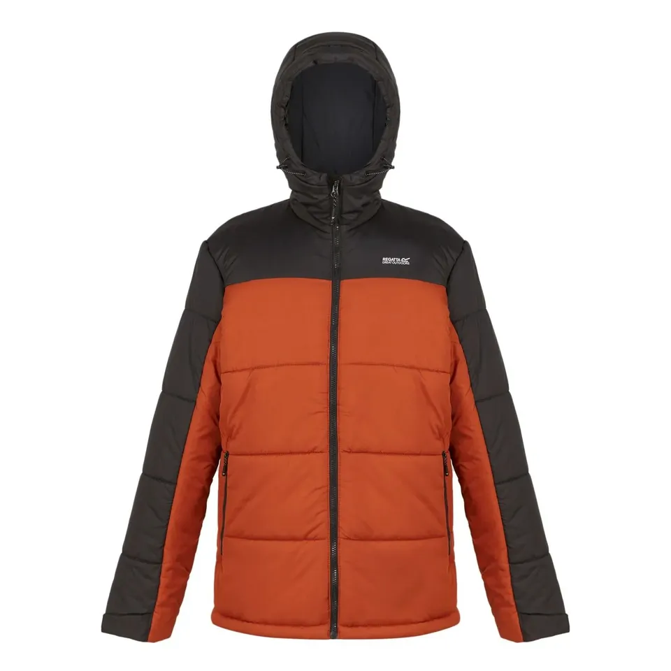BRAND NEW REGATTA MENS NEVADO VII HOODED PADDED JACKET IN BURNT COPPER/ASH SIZE SMALL