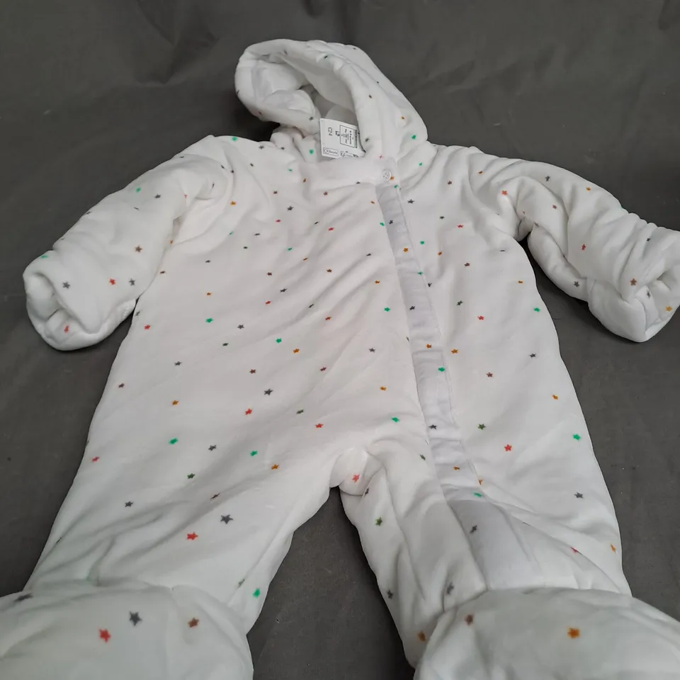 M&S PADDED WHITE ONESI  WITH STARS - 6-9 MONTHS