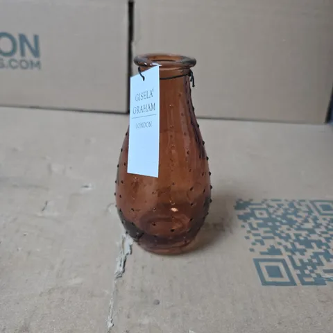 BOX OF 8 BOXES OF GISELA GRAHAM SMALL BROWN TEXTURED VASES 6 PER BOX