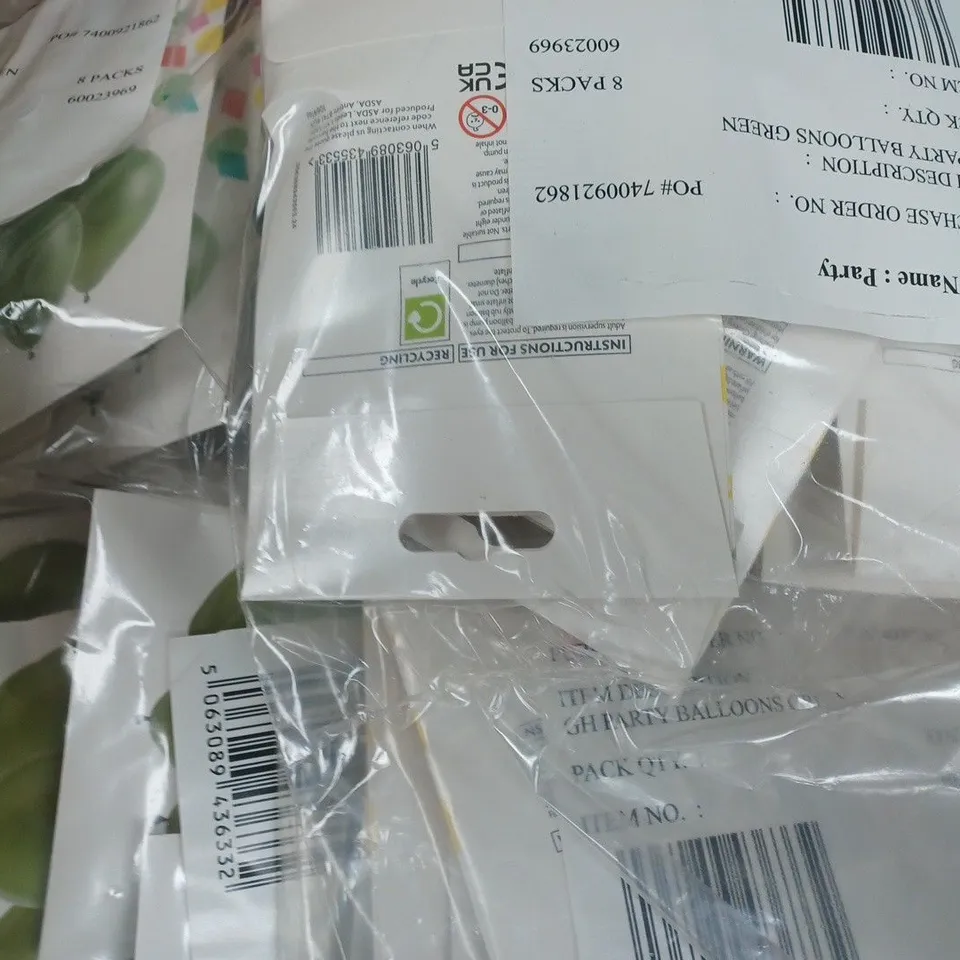 BOX OF APPROXIMATELY 80 PACKS OF PARTY BALLOONS