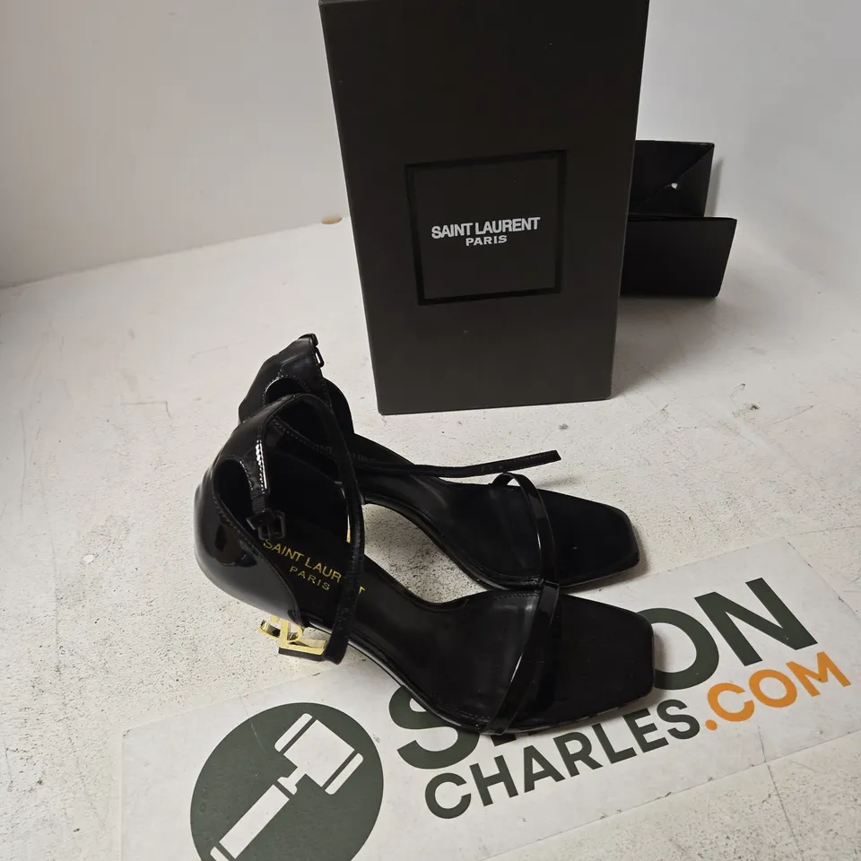 SAINT LAURENT PARIS BLACK PATENT LEATHER SANDALS – UK 3 (EU 34)