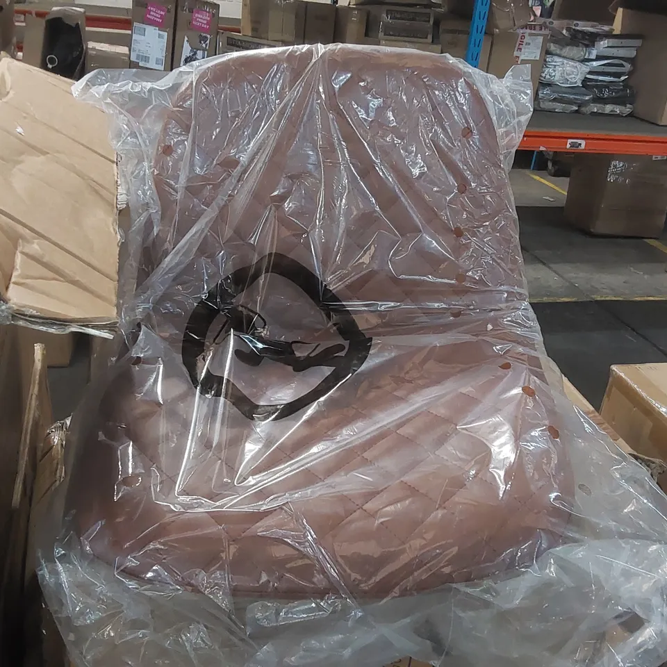 BOXED PAIR OF OFCASA PU LEATHER PAIR OF BAR STOOLS - BROWN