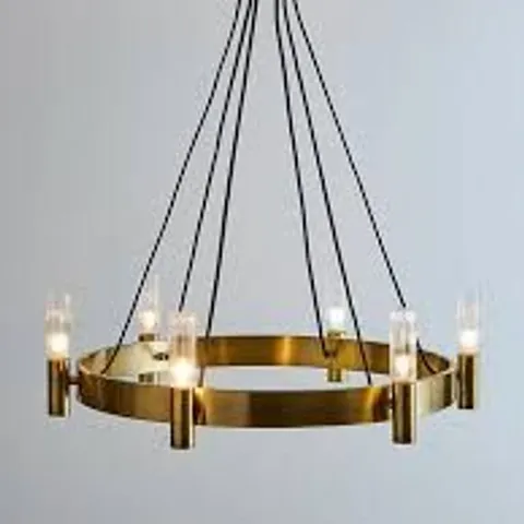 FRANCIS 6 LIGHT WHEEL PENDANT - ANTIQUE BRASS - COLLECTION ONLY 