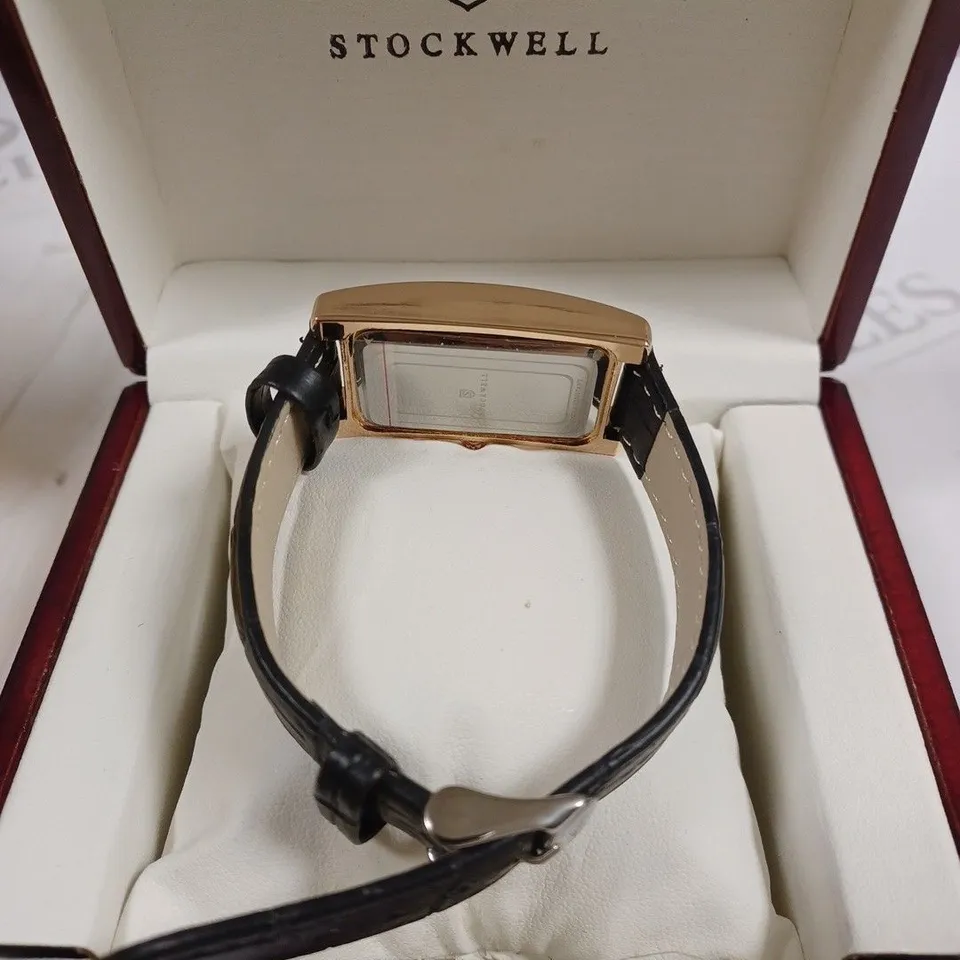 STOCKWELL DOUBLE DIAL BLACK LEATHER STRAP WRISTWATCH 