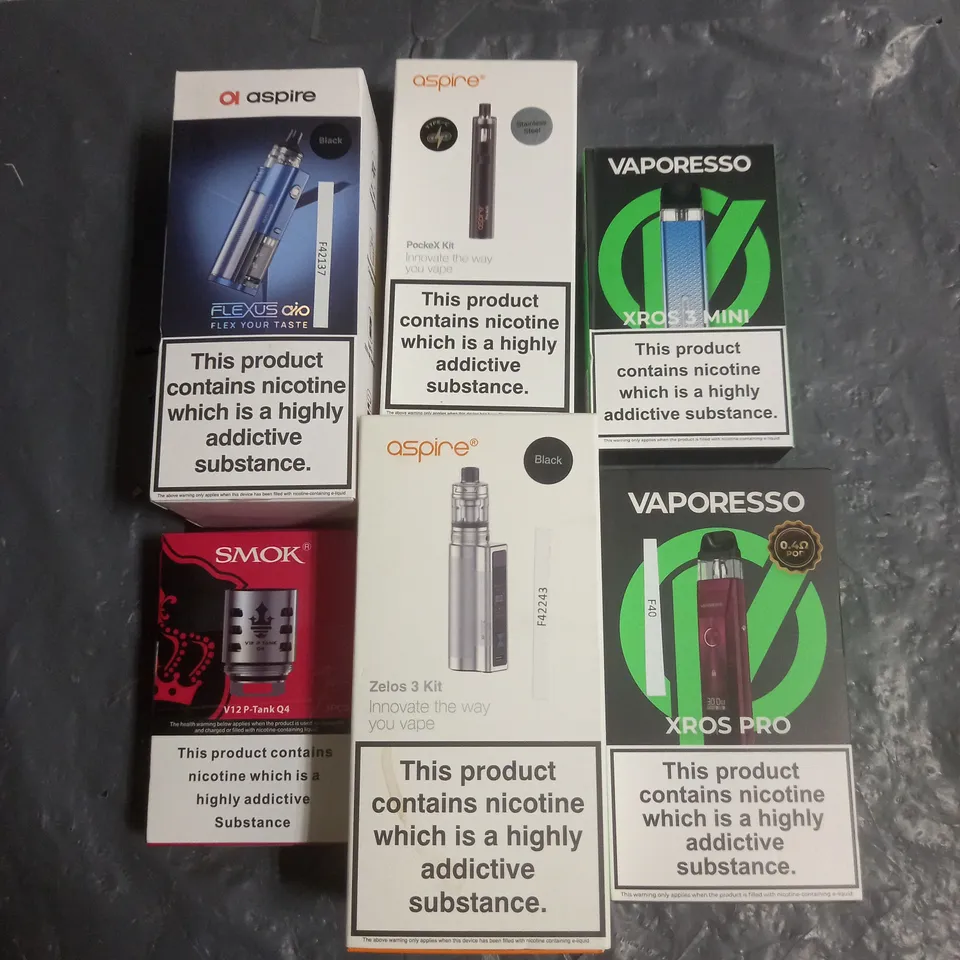 APPROXIMATELY 20 VAPES & E-CIGARETTES TO INCLUDE - ASPIRE FLEXUS AIO - VAPORESSO XROS 3 MINI - ASPIRE ZELOS 3 KIT - ETC