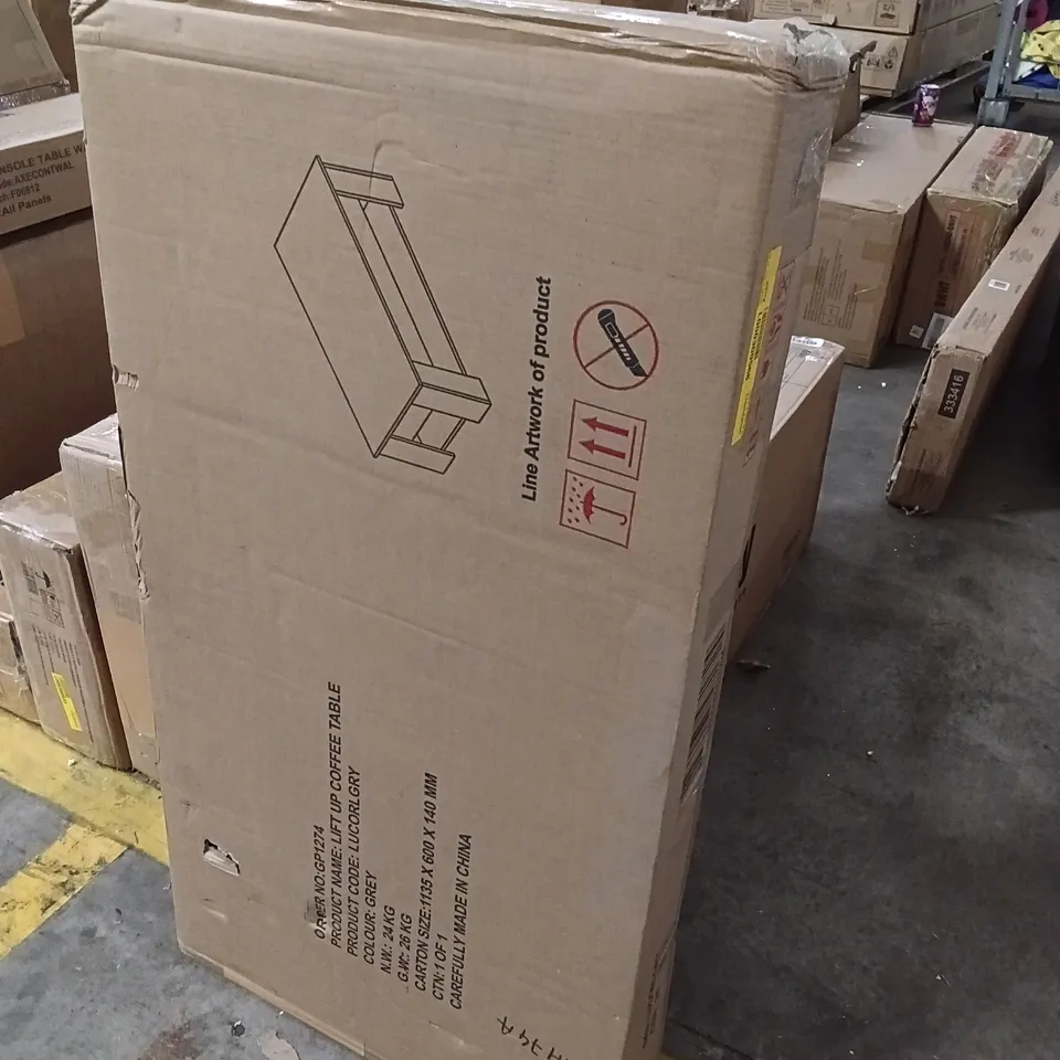 BOXED LIFT UP COFFEE TABLE - GREY (1 BOX)