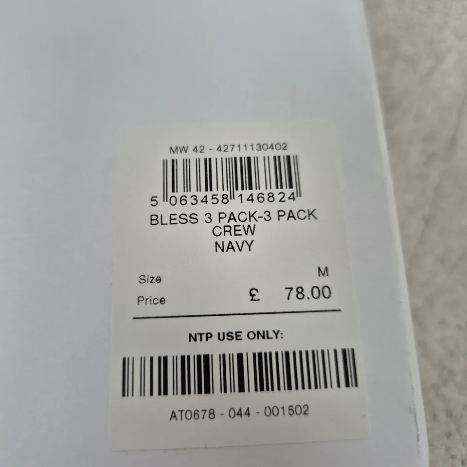 BOXED REISS 3 PACK CREW NECK T-SHIRTS – NAVY, UK SIZE M