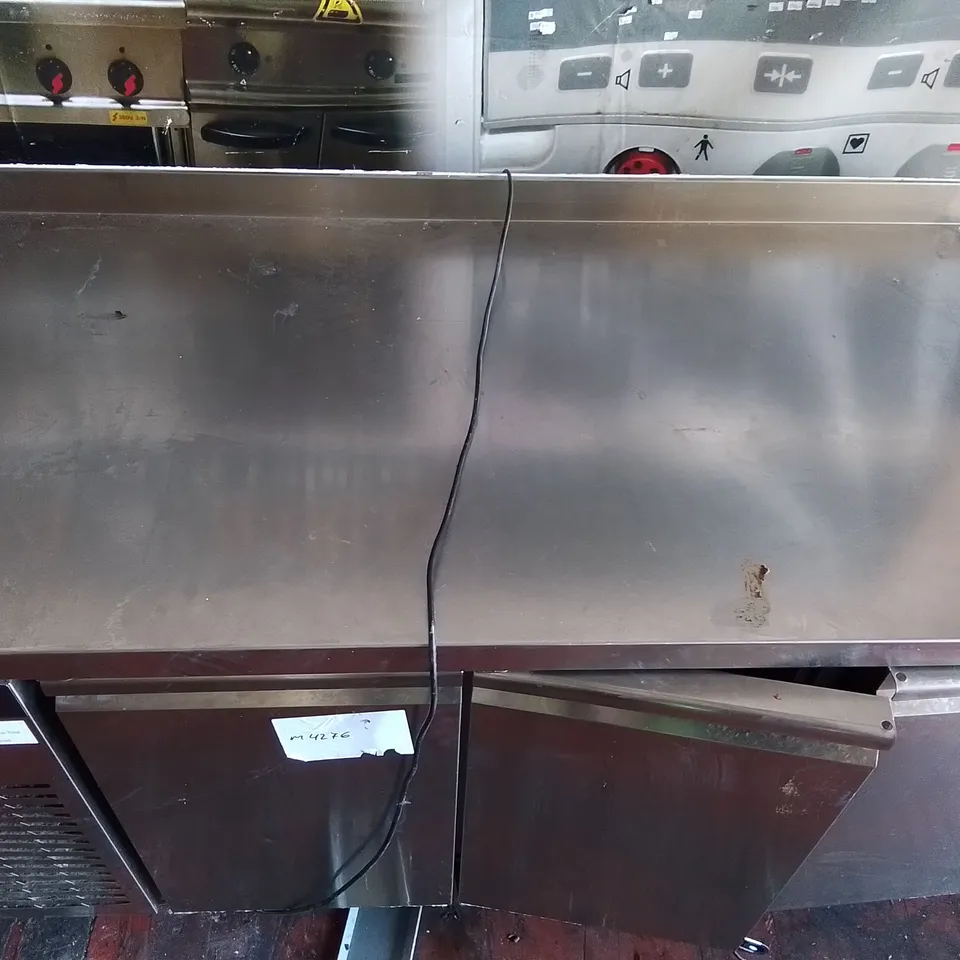 COMMERCIAL STAINLESS KITCHEN PREP COUNTER WITH CABINET STORAGE 