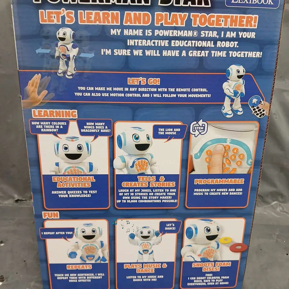 BOXED LEXIBOOK POWERMAN STAR INTERACTIVE EDUCATIONAL ROBOT