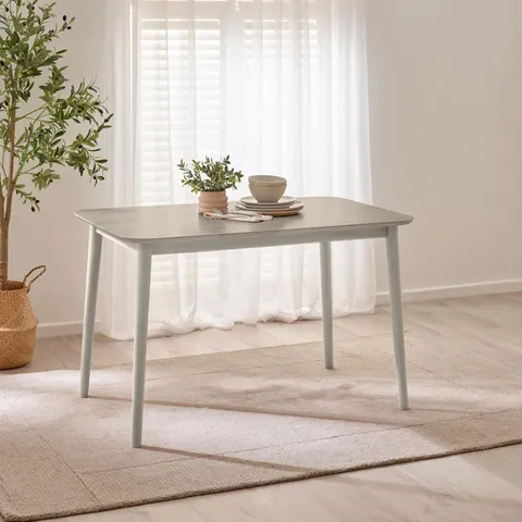 BOXED LYNTON RECTANGULAR WHITE & GREY WOOD 4 SEATER DINING TABLE