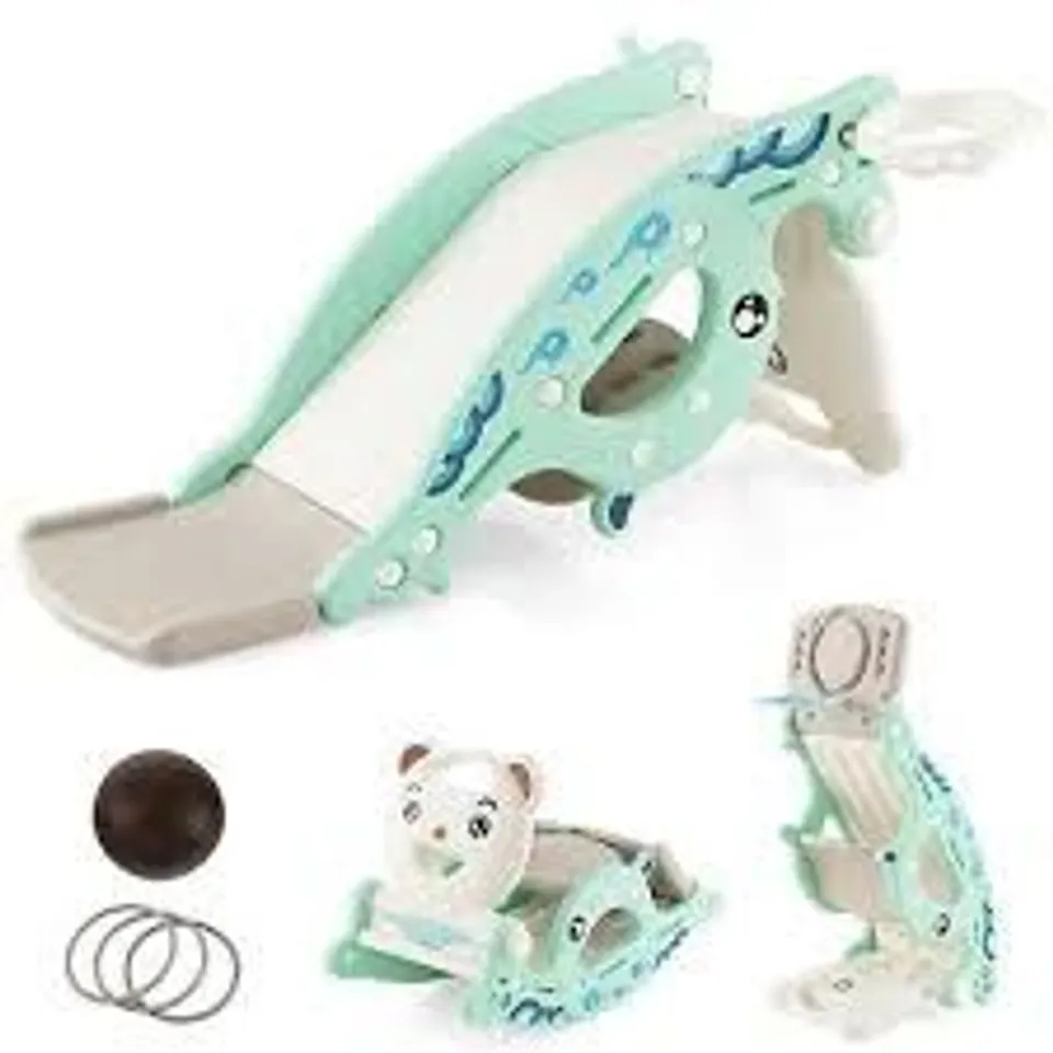 BOXED COSTWAY KIDS GREEN 4-IN-1 SLIDE ROCKING HORSE