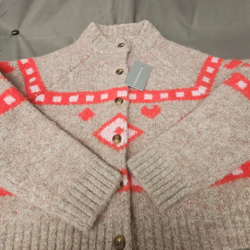 OLIVER BONAS GEO STRIPE BUTON THROUGH JACKET - SIZE 8