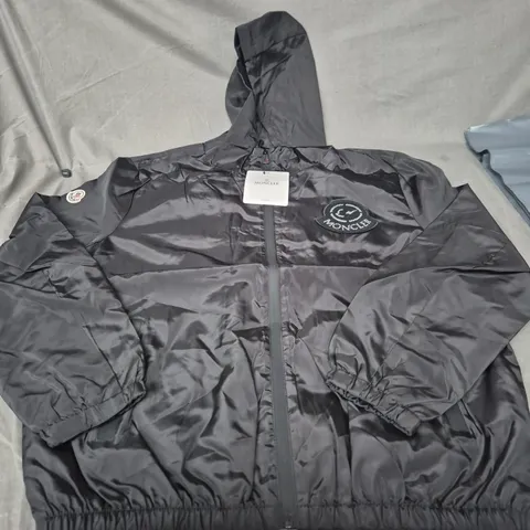 MONCLER BLACK PADDED JACKET WITH HOOD – PATCH LOGO SIZE XL 