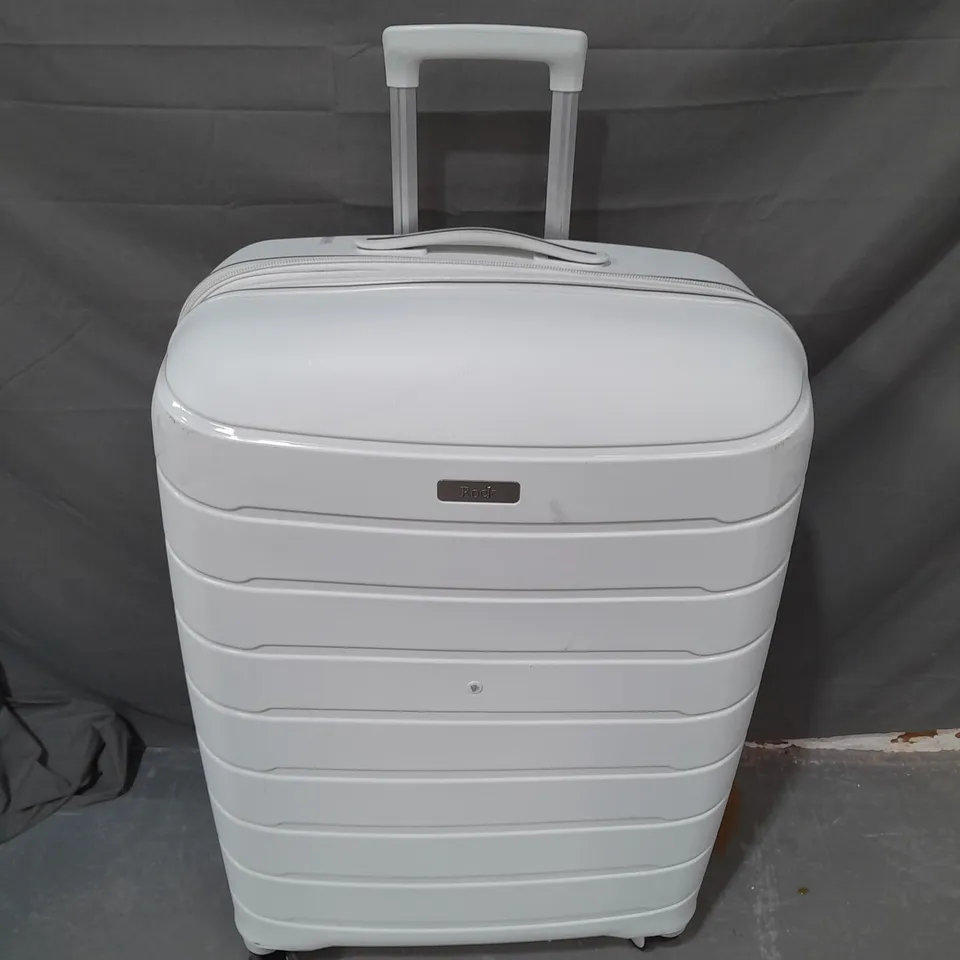ROCK 8 WHEEL HARDSHELL LARGE SUITCASE IN WHITE