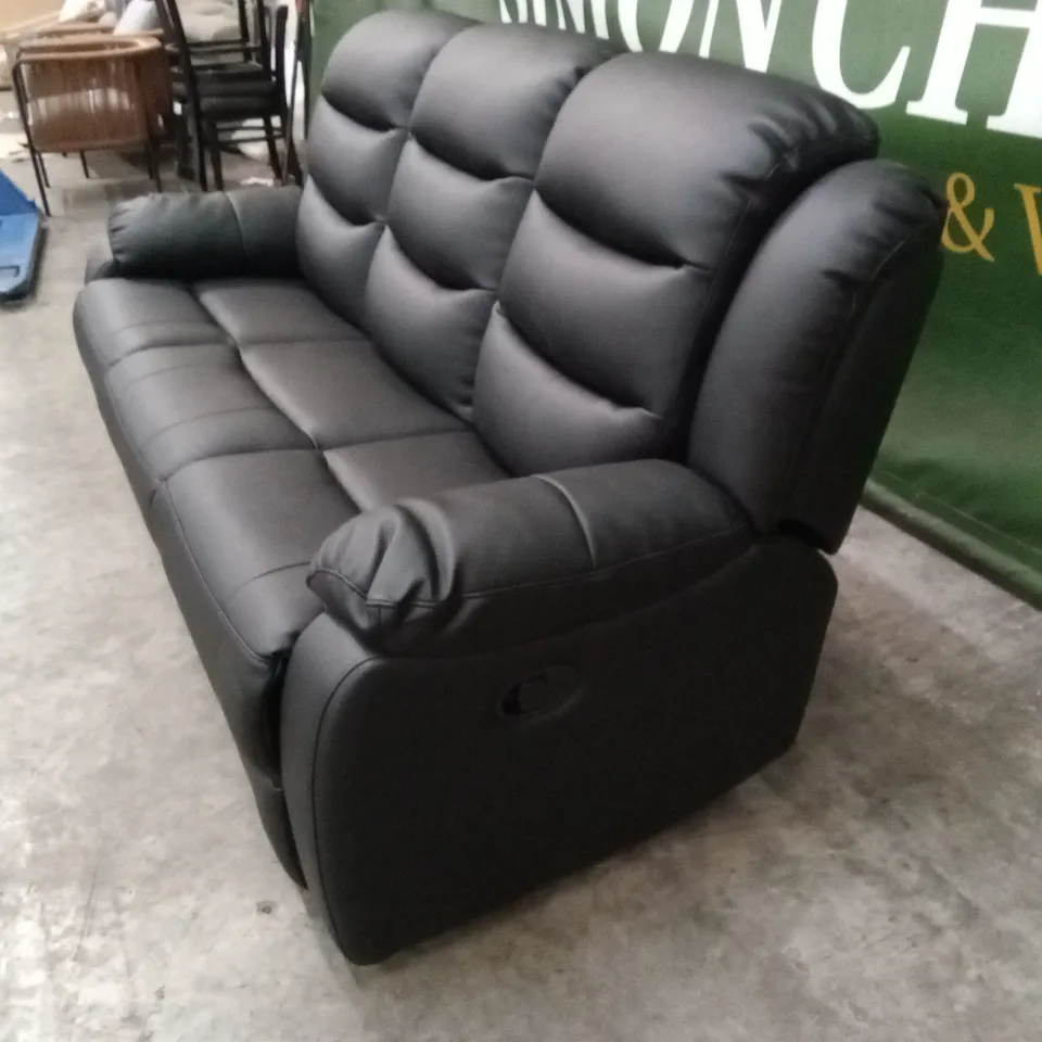 ROTHBURY LUXURY FAUX LEATHER HIGH BACK  3 SEATER MANUAL RECLINER SOFA - BLACK RRP £729