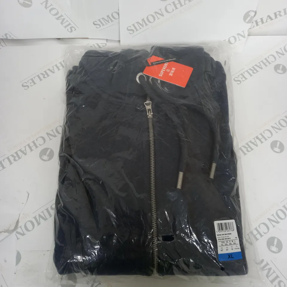 BAGGED SUPERDRY NAVY ZIPPED HOODIE SIZE XL