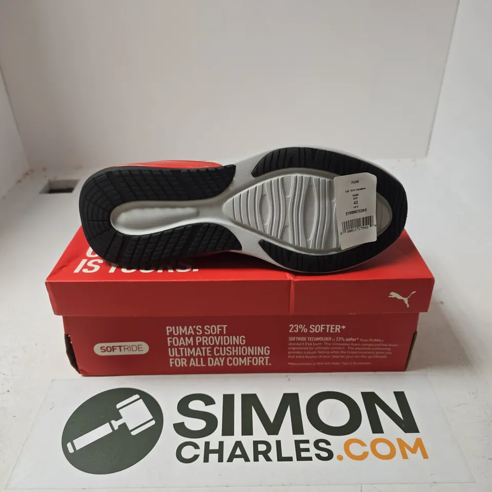 BOXED PAIR OF PUMA CELL THRILL DASH TRAINERS IN BLACK - UK 9
