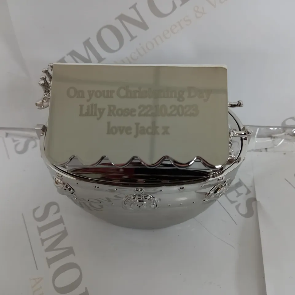 PERSONALISED SILVER NOAHS ARK MONEY BOX RRP £34.99