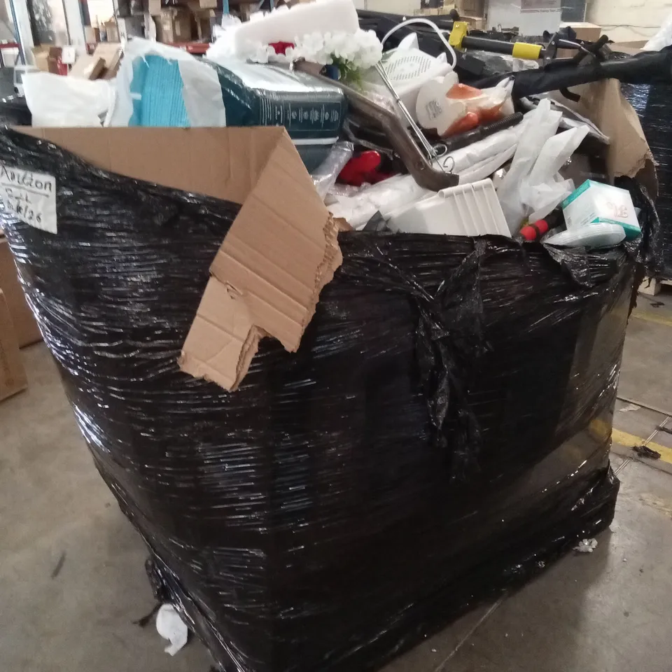 PALLET OF ASSORTED HOUSEHOLD GOODS AND PRODUCTS TO INCLUDE; PLAYSTATION CONTROLLER, DISPOSABLE SHEETS, HEATER ETC