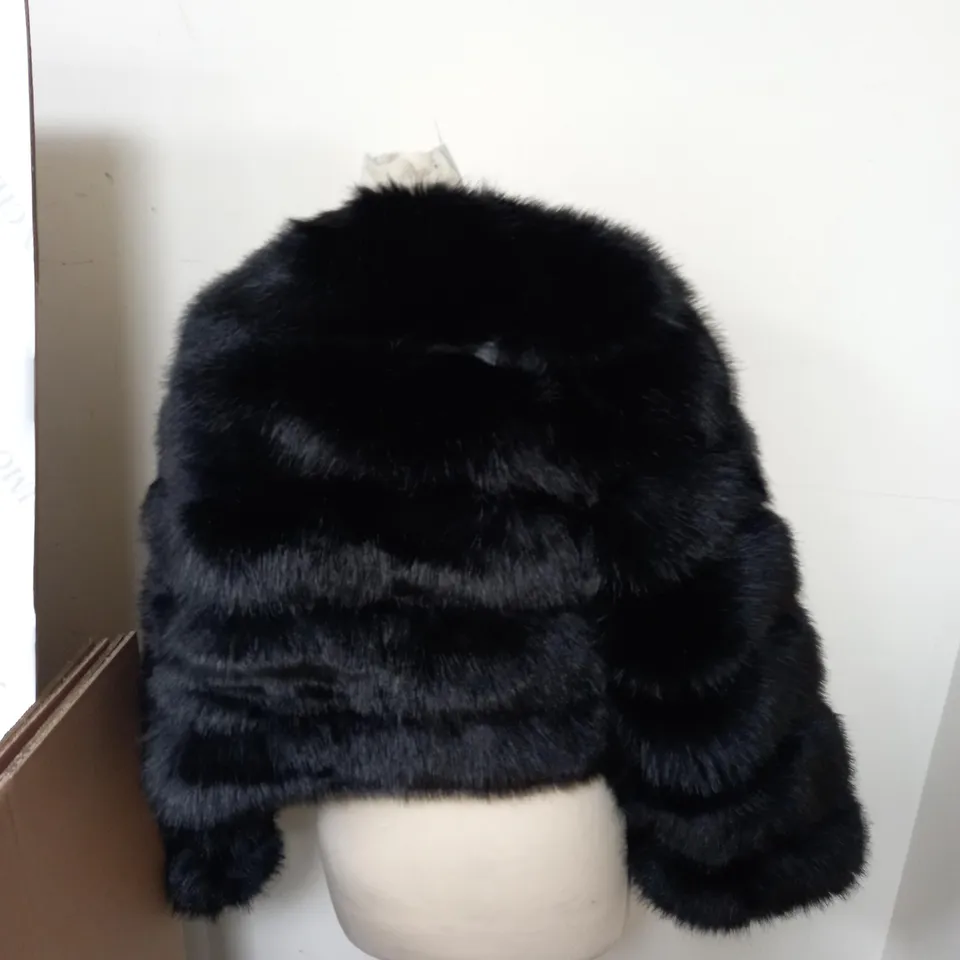 H&L FASHION BLACK MEDIUM FUR COAT