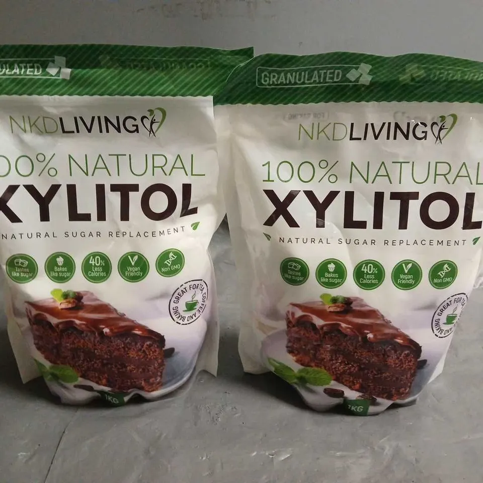 LOT OF 2 1KG PACKS OF NKD LIVING XYLITOL