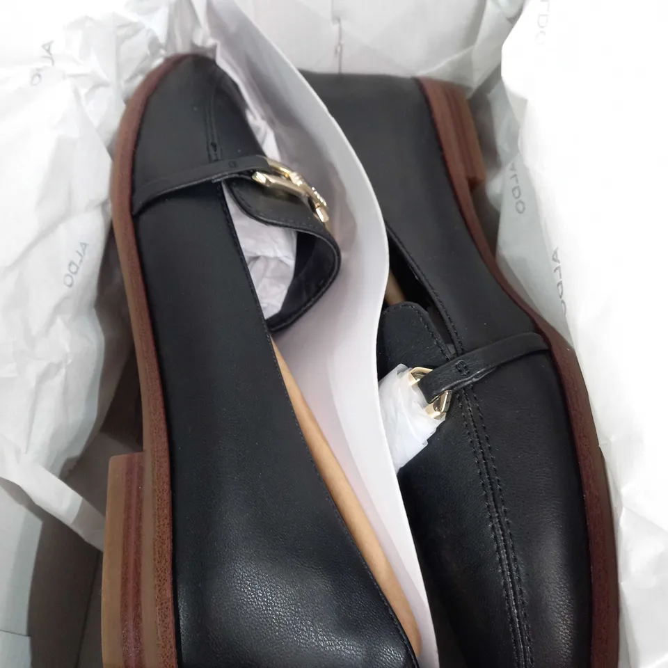 BOXED ALDO KYAH SHOES, BLACK - SIZE 5