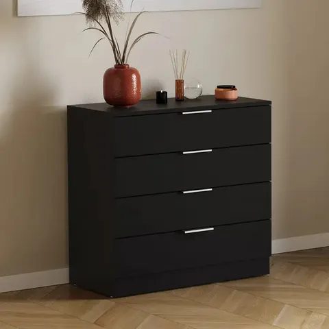 BOXED VIDA TREGA 4 DRAWER CHEST - BLACK (1 BOX)