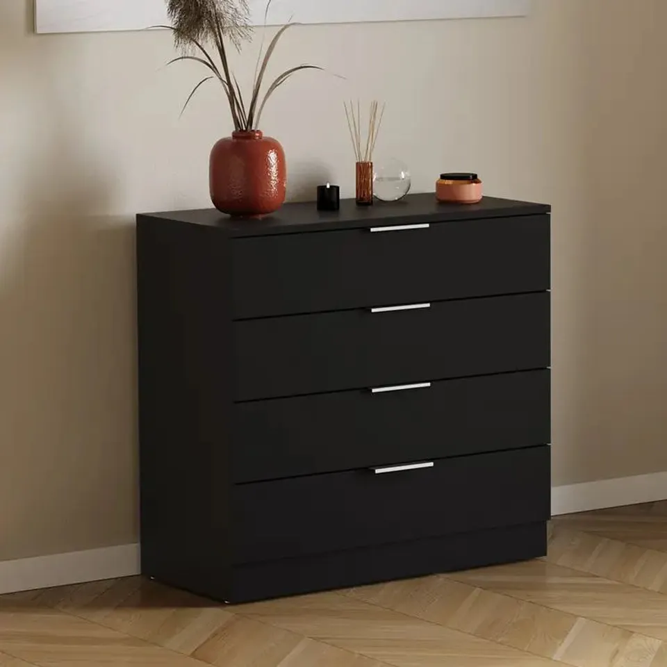 BOXED VIDA TREGA 4 DRAWER CHEST - BLACK (1 BOX)