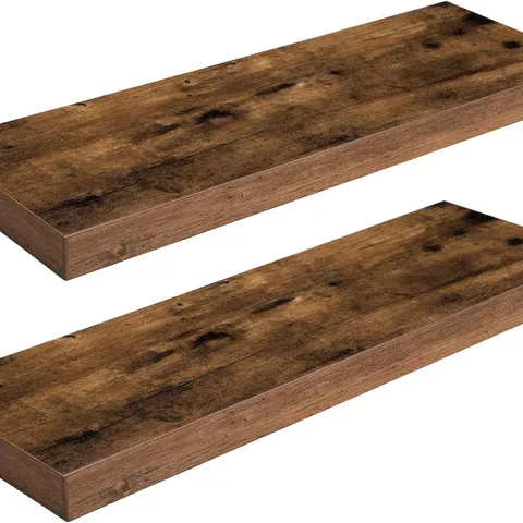 BOXED HOOBRO SET OF 2 FLOATING SHELVES FOR WALL, 23.6", RUSTIC BROWN