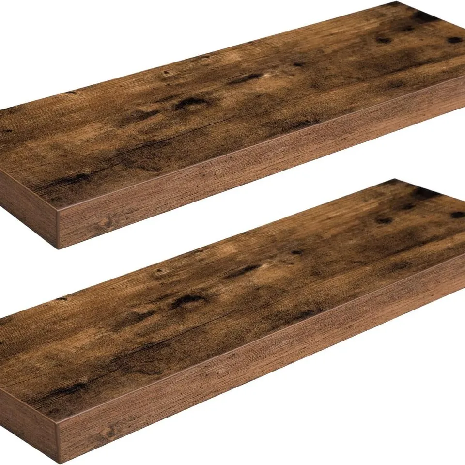 BOXED HOOBRO SET OF 2 FLOATING SHELVES FOR WALL, 23.6", RUSTIC BROWN