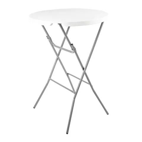 BOXED BOLERO ROUND POSEUR FOLDING TABLE WHITE (1 BOX)