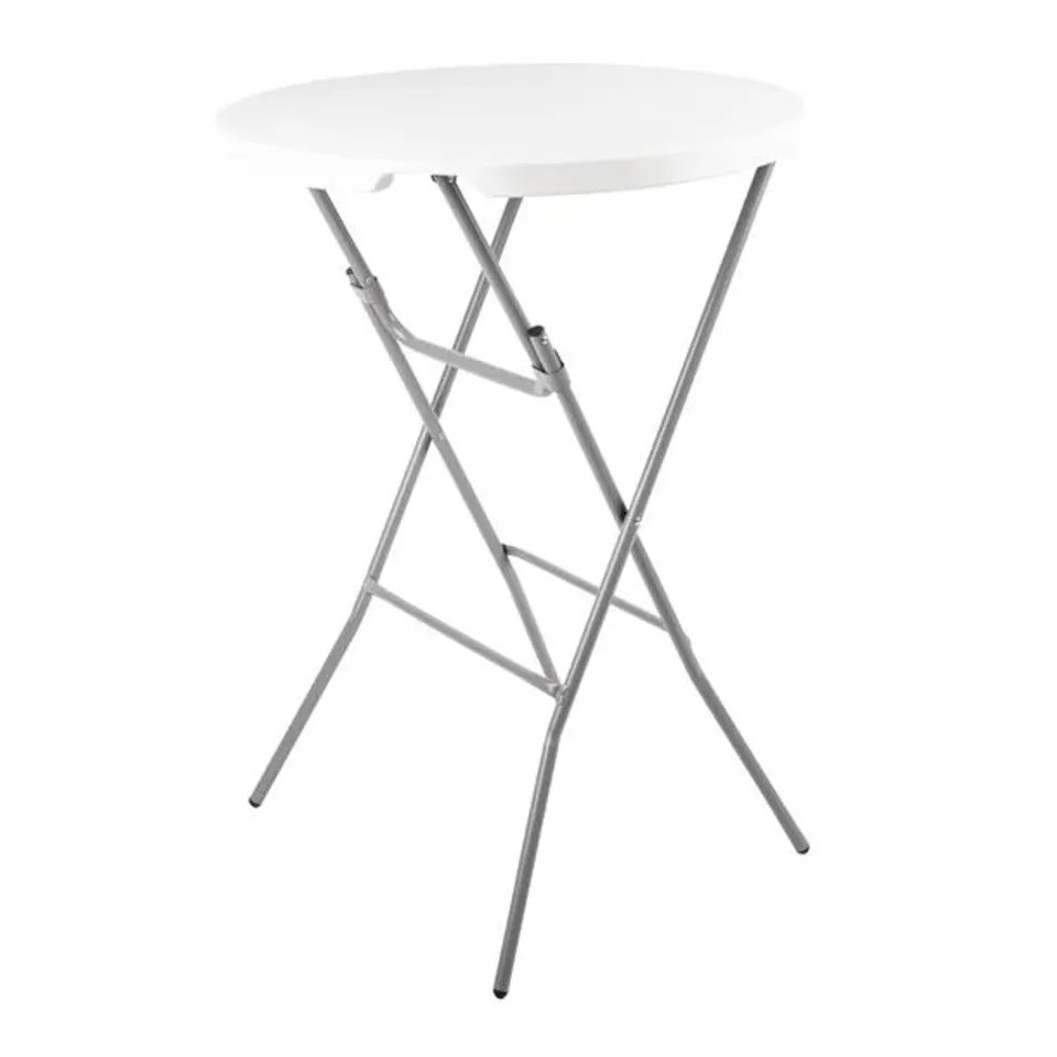 BOXED BOLERO ROUND POSEUR FOLDING TABLE WHITE (1 BOX)