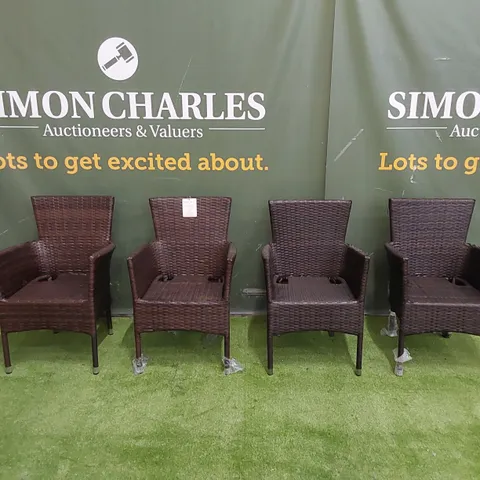 SET OF 4 CHOCOLATE MIX RATTAN CHAIRS