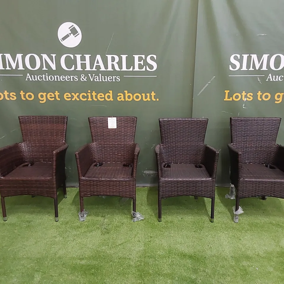SET OF 4 CHOCOLATE MIX RATTAN CHAIRS