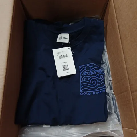 BOX OF APPROXIMATELY 13 X BRAND NEW BRASS MONKEY LADIES T-SHIRT - NAVY // SIZE: XL