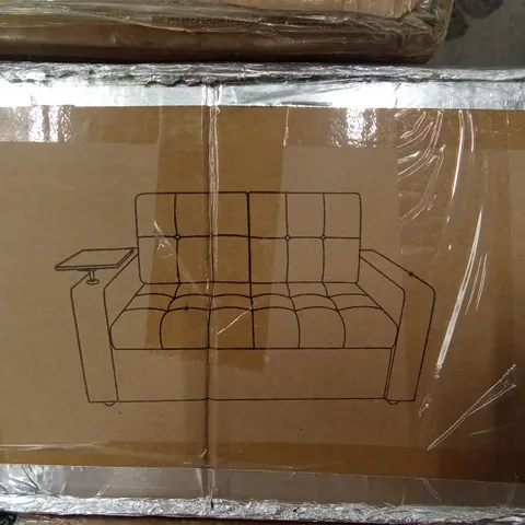 BOXED DESIGNER FABRIC UPHOLSTERED SOFA BED (2 BOXES)