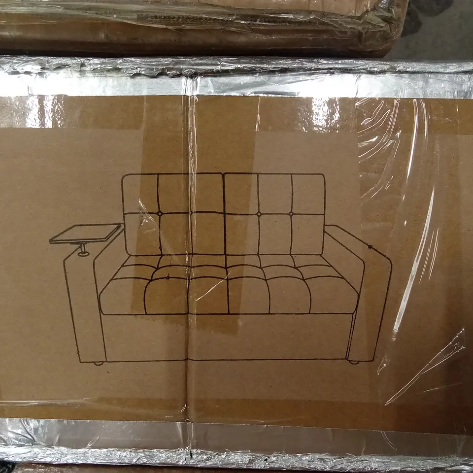 BOXED DESIGNER FABRIC UPHOLSTERED SOFA BED (2 BOXES)