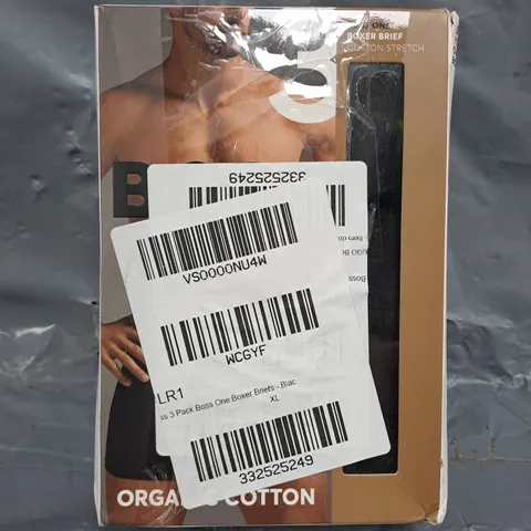 BOSS ONE PACK OF 3 COTTON STRETCH BOXER BRIEFS IN BLACK SIZE XL