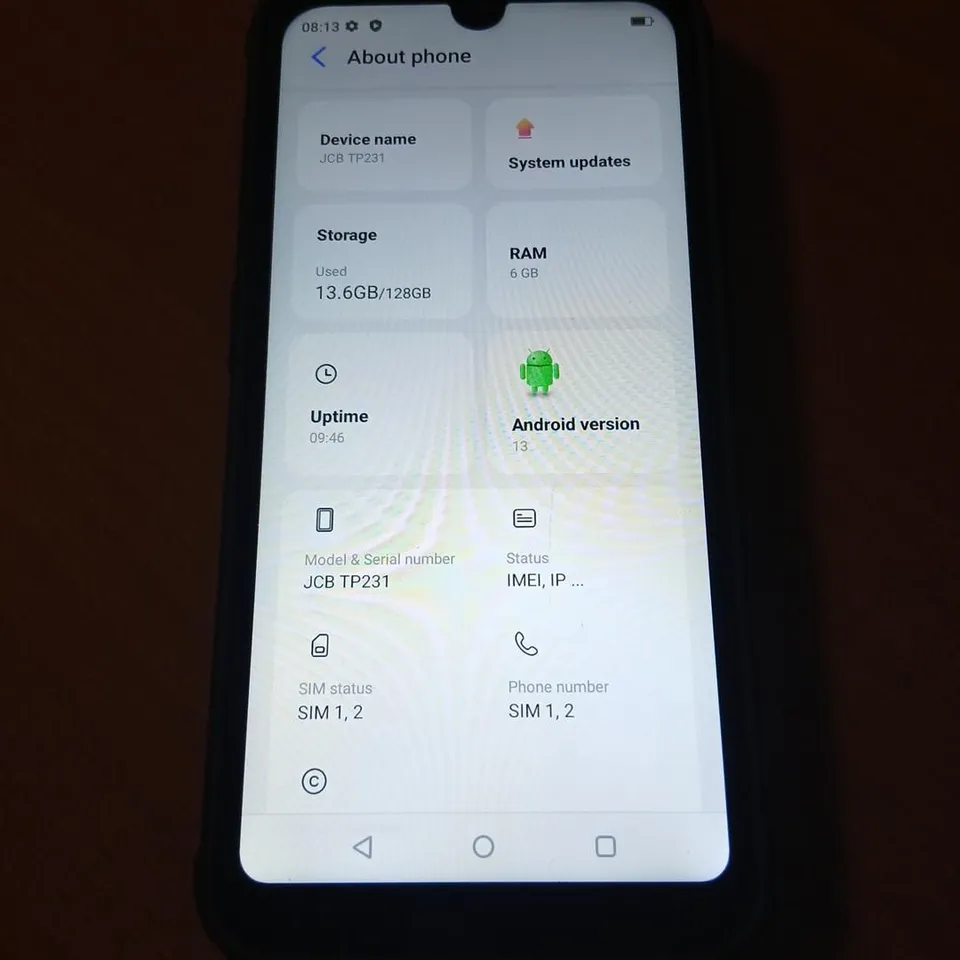 JCB TOUCH PHONE TP231 RUGGED ANDROID SMARTPHONE