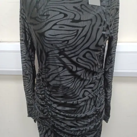MINT VELVET DEVORE JERSEY MIDI DRESS IN BLACK SIZE M