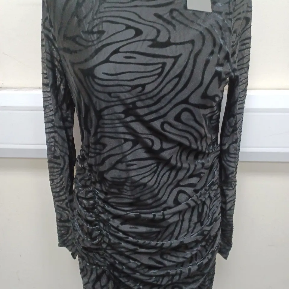 MINT VELVET DEVORE JERSEY MIDI DRESS IN BLACK SIZE M