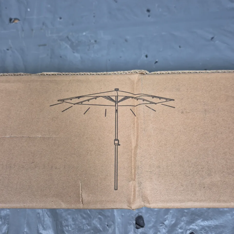 9FT PATIO UMBRELLA WITH LED LIGHT IN BEIGE - COLLECTION ONLY