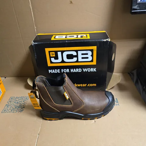 JCB WORK BOOTS β BROWN LEATHER SAFETY BOOTS - UK SIZE 12