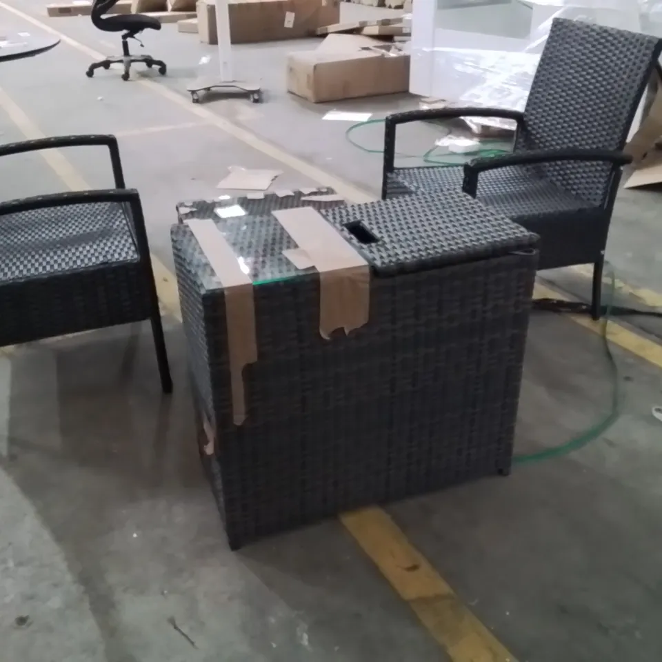 ETOWAH GARDEN FURNITURE SET WITH ICE BUCKET RATTAN SIDE TABLE