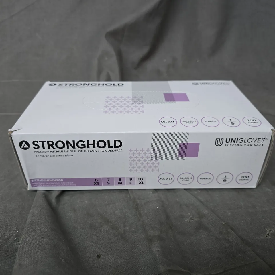 4 BOXES OF UNIGLOVES PURPLE NITRILE DISPOSABLE GLOVES L (EACH BOX CONTAINS 100) 