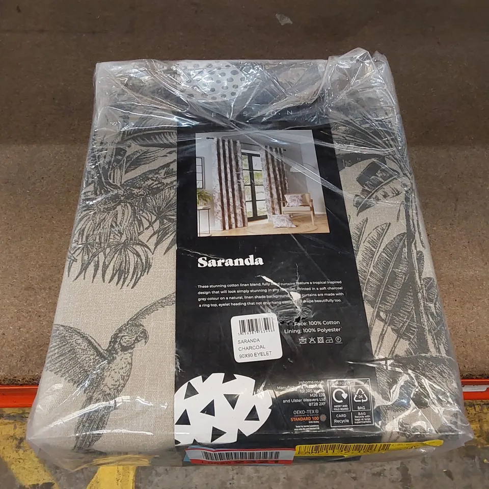 BAGGED EYELET ROOM DARKENING CURTAINS - SARANDA CHARCOAL // 90" X 90" (1 ITEM)