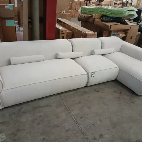 DESIGNER BEIGE FABRIC CORNER SOFA