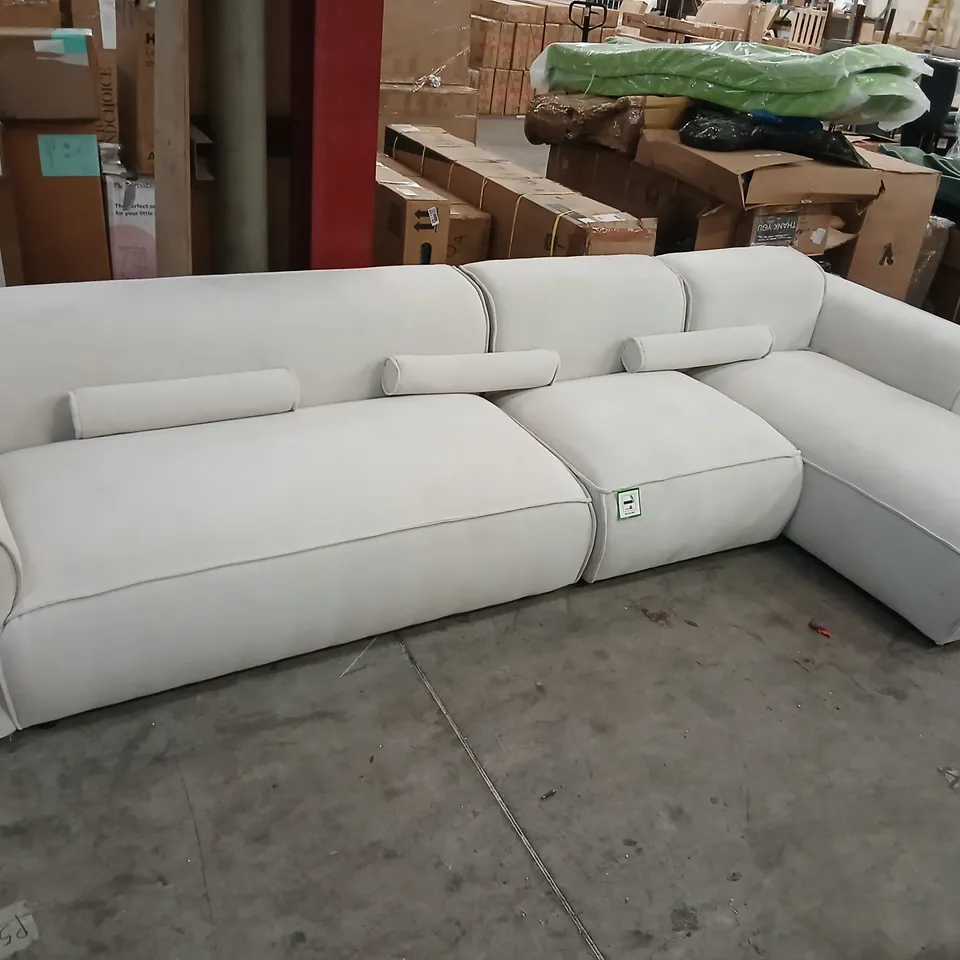 DESIGNER BEIGE FABRIC CORNER SOFA