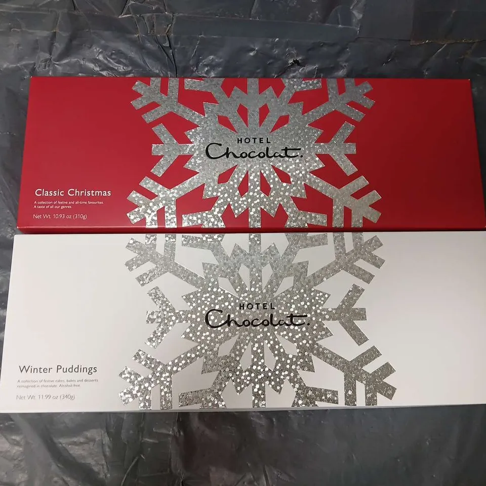 2 BOXED HOTEL CHOCOLAT BOXES TO INCLUDE CLASSIC CHRISTMAS & WINTER PUDDINGS